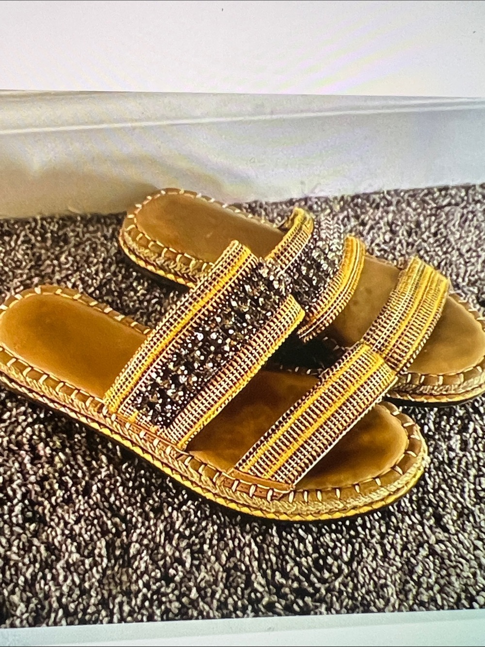 Anthropologie embellished Slip on Sandals